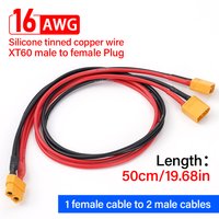 50Cm 16Awg Xt60 Female Plug Cable Male Plug with Silicone Extension Lead Wire Battery For Rvs,golf Carts For Electric Scooter