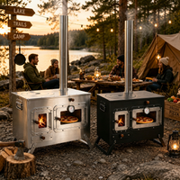 Portable Wood Fired Pizza Oven, Camping Stove with Chimney, Dual Cooking Tent Heater for 9" Pizza Baking & Outdoor Heating