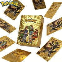 Pokémon Vmax GX Gold Foil Flash Card Box, 55 Pieces English Spanish Bilingual Cards, Casual Party Battle Collection Gift