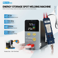 Heltec HT-SW01D Kondensator-Energiespeicher-Punktschweißgerät 12KW Spitzenleistung 2500A Tragbares 18650 Lithium-Batterie DIY Nickelstreifen-Schweißgerät Max. 0,3mm Reinnickel LED-Anzeige