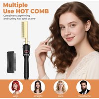2 In1 Hair Straightener Comb Electric Heating Comb Fast Heating Portable Travel Anti-Scald Beard Straightening 450℉ Hot Comb