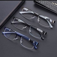 BEGREAT Hochwertige Anti-Blaulicht-Lesebrille Weitsichtbrille Flexibler Metall-Halbrahmen Geschäfts-Lesebrille