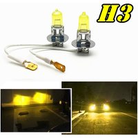 2 Pcs H3 12V 55W Yellow Lights 3000k Car Headlight Auto Fog Lamps Halogen Bulbs