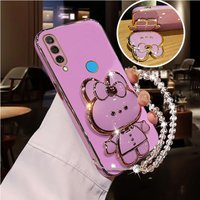 P 30 P 20 Diamond Strap Mirror Rabbit Phone Holder Case On For Huawei P30 P20 P40 P50 P60 Lite Pro Y6P Y6 Y7 2019 Stand Cover