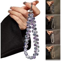 High End Water Drop Crystal Phone Lanyard Short Handmade Beaded Wrist Strap Handbag Charm Anti Loss Decoration