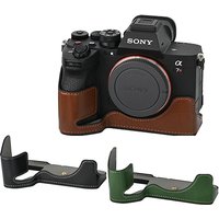 A7M4 PU Leather Half Body Case for Sony A7R5 A7RM5 A7RV A7R Mark V with Battery Opening A7S3 A1Camera Bottom Bag Cover