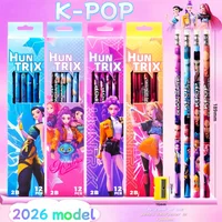 12 pcs K-POP Demon-Hunting Girl Group 2B Pencils - Boxed Stationery Set for Writing, Holidays & Birthdays【Style sent at random】