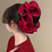1pc Large Floral Hair Loop With Satin Texture Fluffy Headband French Elegant Coiled Hair Large Intestine Headband Accessory