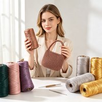 2-Pack of Leather Cord, 150g Per Roll, Total 300g, Solid Color Matte Faux Leather Yarn, Suitable for Hand-Knitted Bags, Hats, Cushions, Coasters, Pet Cushions, Slippers, and Various Decorative