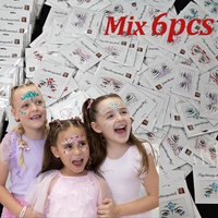 6pcs 3D Child Rhinestones Face Stickers for Kids Colorful Facial Eyes Glitter Gem Tattoo Sticker 6sheets Adhesive Diamond Decals