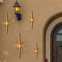 4-piece Metal Star-shaped Wall Decorations, 8-sided Atomic Star Wall Hanging Pieces,Elegant Wall Decorations for Home Decoration