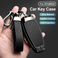 Zinc Alloy Leather Car Key Cover Shell Case For Hyundai Santa Fe Tucson 2022 NEXO NX4 Atos Solaris Prime2021 Car Key Accessories