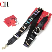 CH Letter Print Wide Bag Strap Adjustable Crossbody Shoulder Strap For Women Handbag Replacement Belt With Gold Hardware image 4