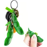 2/6/10PCS Pea Pod Stress Relieving Toy Squeezing Creative design edamame Keychain Squeezing Fun Stress Relieving Accessories