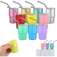 1 Piece 2oz Mini Tumbler Shot Glass with Straw and Lid Stainless Steel Cute Cups Double Wall Vacuum Insulated Shot Glasses Cups