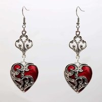 Victorian Red Drip Glaze Romantic Heart Shape Dangle Earrings for Women Gothic Hallowmas Party Vampire Bride Jewelry Accessories