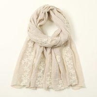 Fashion Embroidery Floral Long Scarf Hijab Woman Cotton Shawl Summer Solid Color Wraps For Ladies Casual Stole Headband