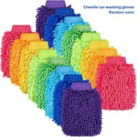 Double Sided Chenille Car Wash Gloves Microfiber Cleaning Gloves Highly Absorbent and Won T Damage Car Paint Car Washing Tools