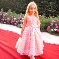 Kids Girl Pink Dress Elegant Short Sleeve Floral Toddler Girls Summer Dresses Cute Fashion Sweet Children Dress 3 4 5 6 7 Yrs