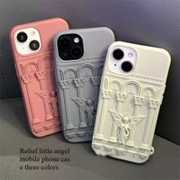 Retro Artwork 3D Angel Statue Phone Case For Iphone 16 15 14 13 17 Pro Max Literature Trendy Silicone Shockproof Soft Back Cover