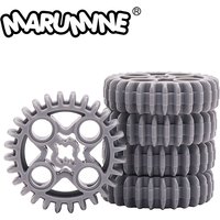 Marumine 50PCS MOC Building Block Automobile Ship Parts 28 Tooth Double Bevel Gear Technology Mechanical Bricks Compatible 46372