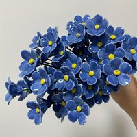 Hand-molded Eternal Ceramic Flowers, "Blue Love" Handmade Ceramic Craft, Never Fades, Home Decor, Holiday Gift, Home Ornament.