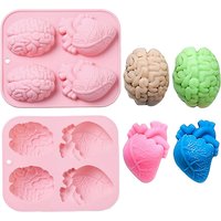Human Heart Brain Silicone Molds Halloween 3D Organ Shape Chocolate Candy Pudding Ice Cube Tray Cupcake Cake Decoration Tools