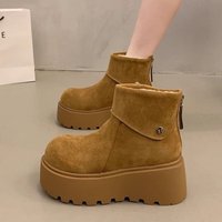 2025 New Women's Platform Snow Boots, Winter Warm Furry Lined Shoes, Fashion Thick Sole Mid Calf Boots