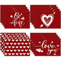 1 Valentine's Day Wedding Love Placemat Linen Solid Color Letter Printed Table Mat Holiday Party Table Decoration Insulated Mat