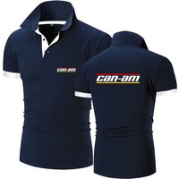 2025 Summer Men's Can Am Motorcycle BRP Logo Print Solid Color Simple Leisure Fashion Breathable Quick Drying Slim Polo Shirt