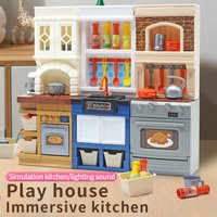 DIY Kid Play House Simulation Kitchen Pretend Toys Kitchenware Lighting and Sounds Cooking Game Set Children Fun Educational Toy