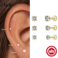 AIDE 1Pc Classic Four Claws Round Moissanite 0.03-1.2Carat Flat Back Piercing With Premium Certificate, Anniversary Gifts