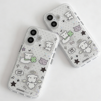 Kawaii Puppy Polka Dots Phone Case for Samsung Galaxy S26 S25 S24 S23 S22 S21 FE Ultra Plus 4G 5G Feather Texture Back Cover
