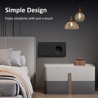 BSEED 16A Wall Power Sockets EU Large Button Switch Wall LED Light Switches Black Home 1Gang 1Way Switches E-Series