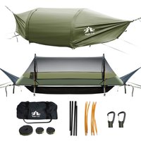 Hamac plat Night Cat : Fond plat avec moustiquaire et bâche imperméable pour 1 personne, idéal pour le camping, la randonnée, le jardin, la cour et les activités en plein air.