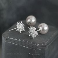 925 Silver Needle Zircon Flower Stud Earrings For Women Party Classic Fine Jewelry Exaggeration Light Luxury Accessories