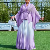 Women's Elegant Bat Sleeve Top And Skirt Two-Piece Set Autumn Fashion Large Size Gradient Color Trendy Suit
