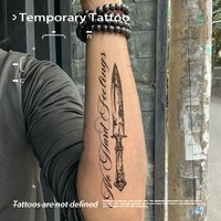 Semi Permanent Herbal Juice Temporary Tattoo Stickers Vintage Text Waterproof Long Lasting Fake Tattoo Body Art for Arm Decor