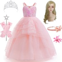 Glinda Cosplay Dress Girls Role Play Wicked Witches Costume Kids Pink Wedding Princess Evening Gown Carnival Party Birthday Gift