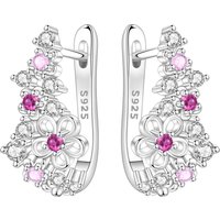 CYCUFF S925 Sterling Silver Pink Flowers Earrings Hoop Earrings Women Jewelry Original Trendy Anniversary Gifts