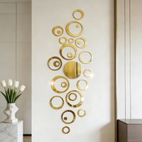 48pcs Golden Mirror - Self-Stick & Acrylic Round Wall Stickers with Hollow Mirror, For Suitable for Walls, Bathrooms, Bedrooms