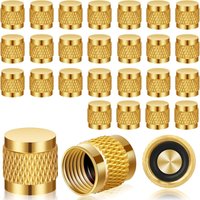 ABGR-1/4Inch Flare Cap, Round Brass HVAC Locking Caps, W/Neoprene O-Ring Seal AC Service HVAC Valve Caps, (25 Pcs)