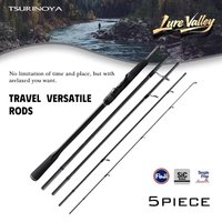 TSURINOYA LURE VALLEY Portable Fishing Rod 5 Section 1.98/2.08/2.28/2.44/2.7m 30+40T Carbon Spin/Cast Bass Rod with FUJI Parts