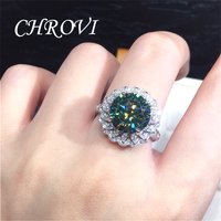 Light luxury 925 sterling silver blue-green moissanite ring, dazzling and luxurious open ring, jewelry for women