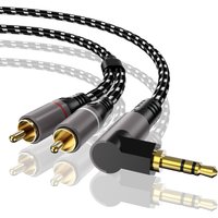 Elbow 3.5mm to 2RCA Cable Aux Audio Cable 3.5 Jack to 2 RCA Male Adapter Splitter for TV Box Video Amplifier Speaker Wire Cord