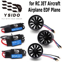 YSIDO RC EDF Motor Duct Fan 50/64/70mm 11-Blades 3S-6S 40A 50A 80A Brushless ESC Power for RC JET Aircraft Airplane EDF Plane