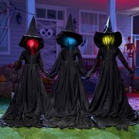 1PC Halloween Colourful Glow Three Hand-Holding Witches Sound-activated hand-holding witch Halloween light up decoration props