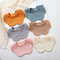 Cotton Solid Color Gause Baby Bibs Flower Newborn Bib Infant Burp Cloths Bandana Scarf for Girl Boy Feeding Saliva Towel