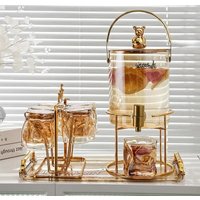 Light Luxury Glass Tea Set Family Party Milk Juice Drink Pot Decanter Spirit Cup Kettle with Faucet Home Drinking