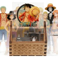 Antique carved Wooden Hand Crank One Piece Music Box figure Engraved Vintage Music Box Gift for Anime Fans Christmas Birthday